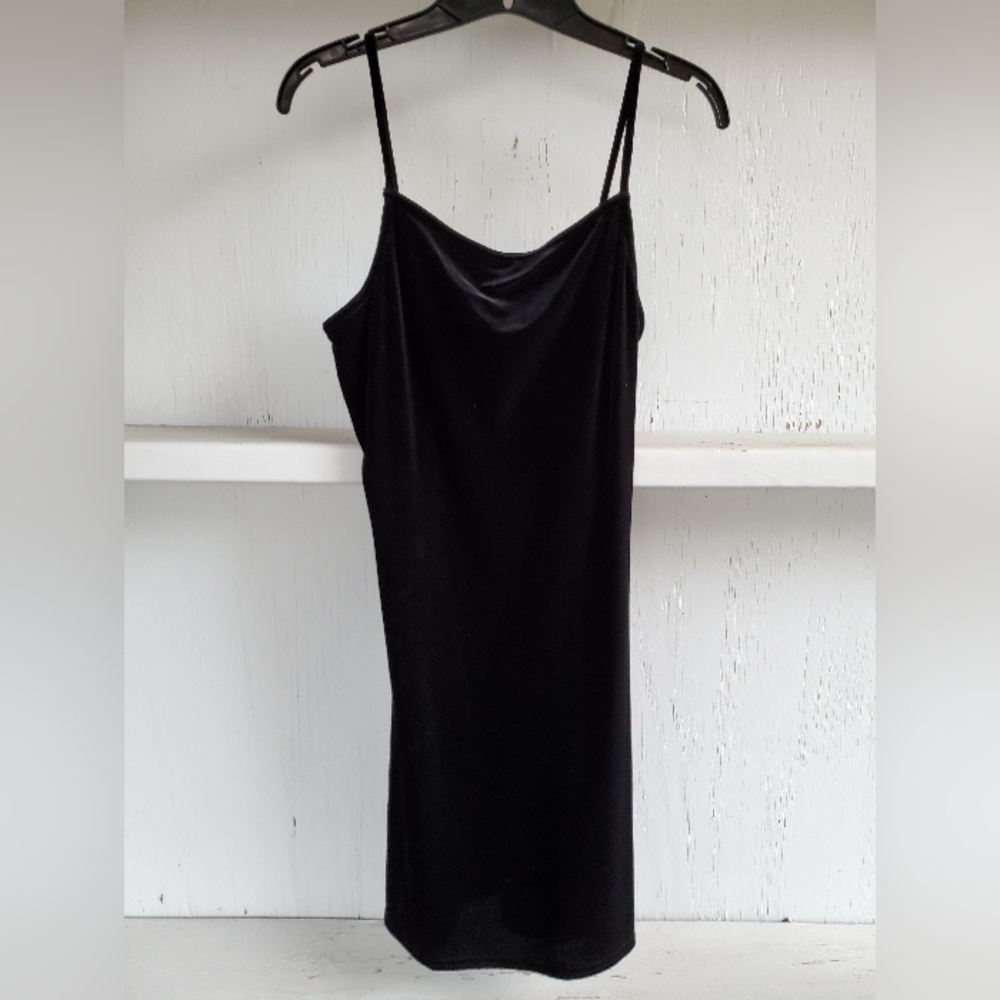Vintage Urban Girl Short Black Velvet dress, spaghetti straps, size Small